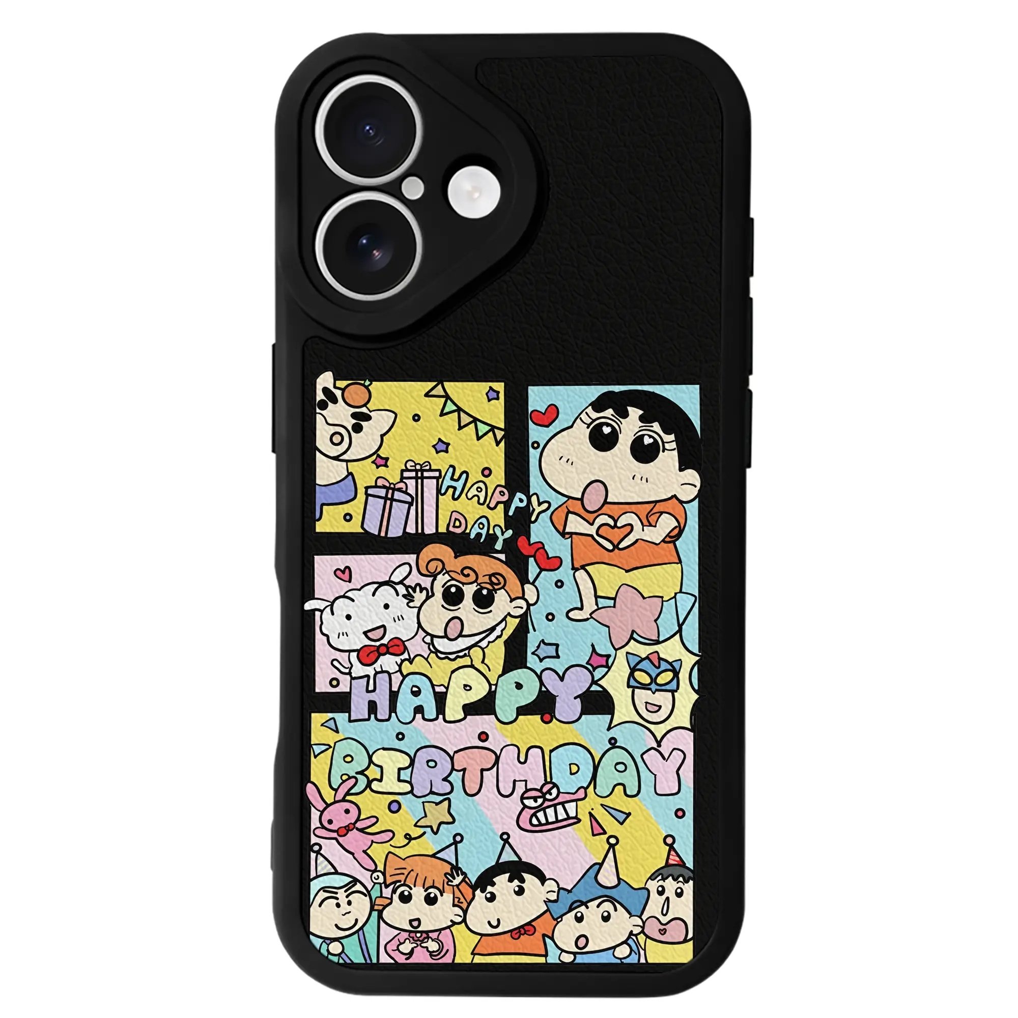 クレヨンしんちゃん グッズ 野原 しんのすけ - IPhone 16シリーズ対応 ・ シリコンスマホケース ・ レザー調 ・ 高精度フィット ・ 耐衝撃 ・ ワイヤレス充電対応 ・ 精密カット